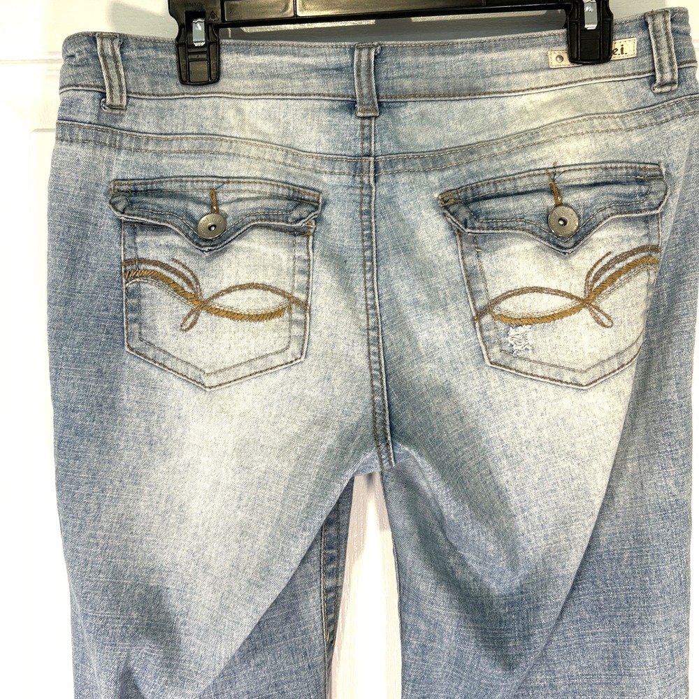 LEI Jeans Womens 11 Blue Ashley Lowrise Boot Ramie Blend Flap Back Pockets‎ VTG